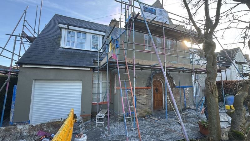 Front of the house in Adel, Leeds during the work