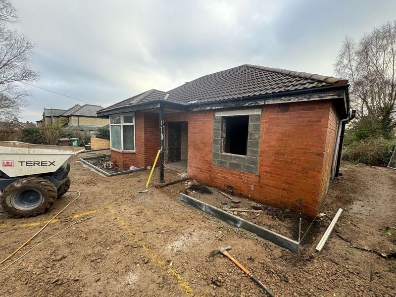 Side of the bungalow in Alwoodley, Leeds before the work started