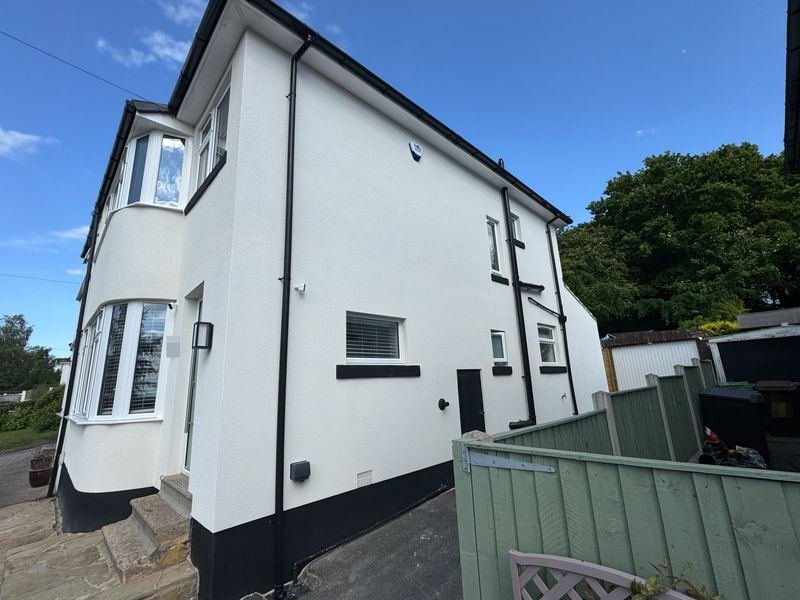 Side of the house in Cookridge, Leeds after silicone render