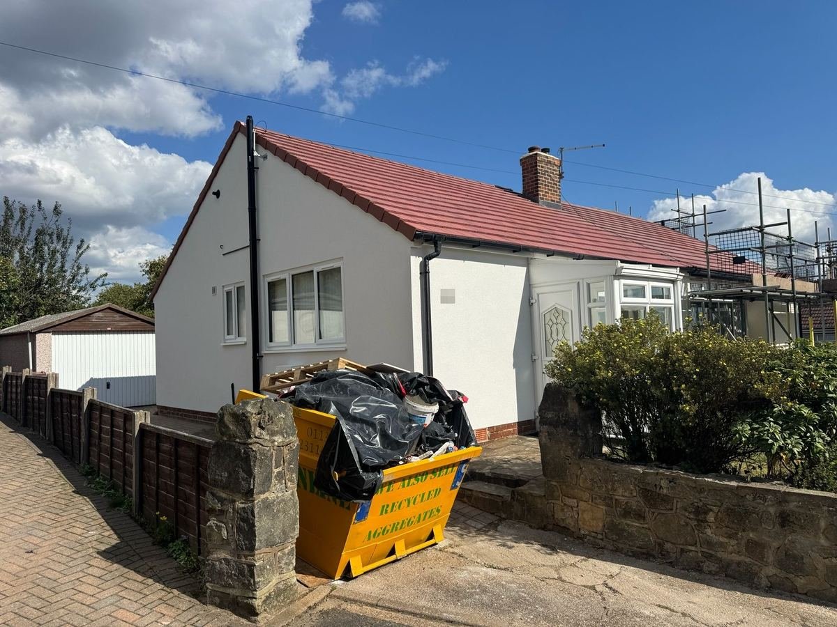 Front of the bungalow in Horsforth, Leeds after silicone render