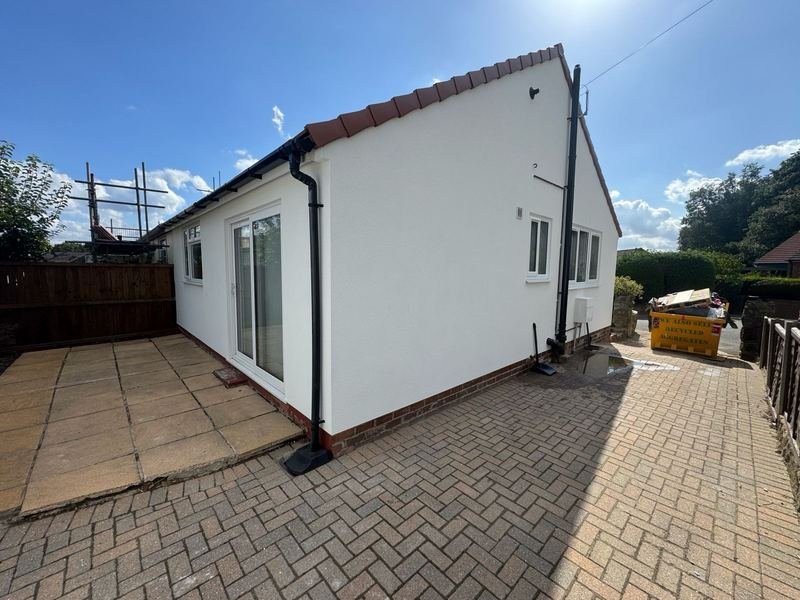 Rear of the bungalow in Horsforth, Leeds after silicone render
