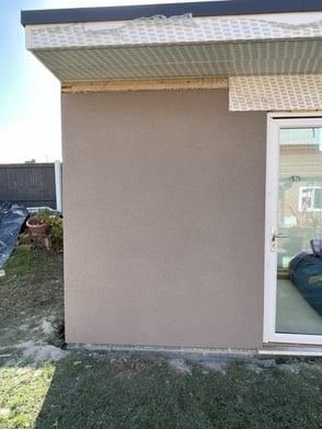 View of the garden bar in Whinmoor, Leeds after through-coloured render, photo 3