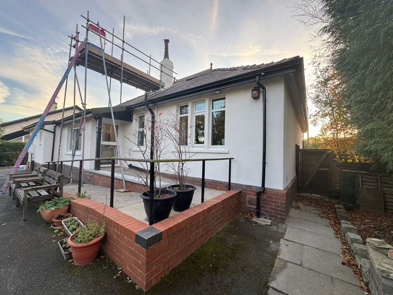 Rear of the bungalow in Pudsey, Leeds after silicone render