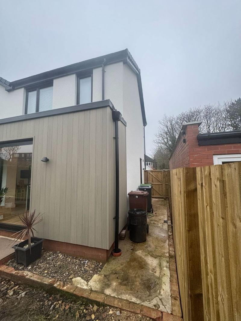 Side of the house in Roundhay, Leeds after external wall insulation with silicone render